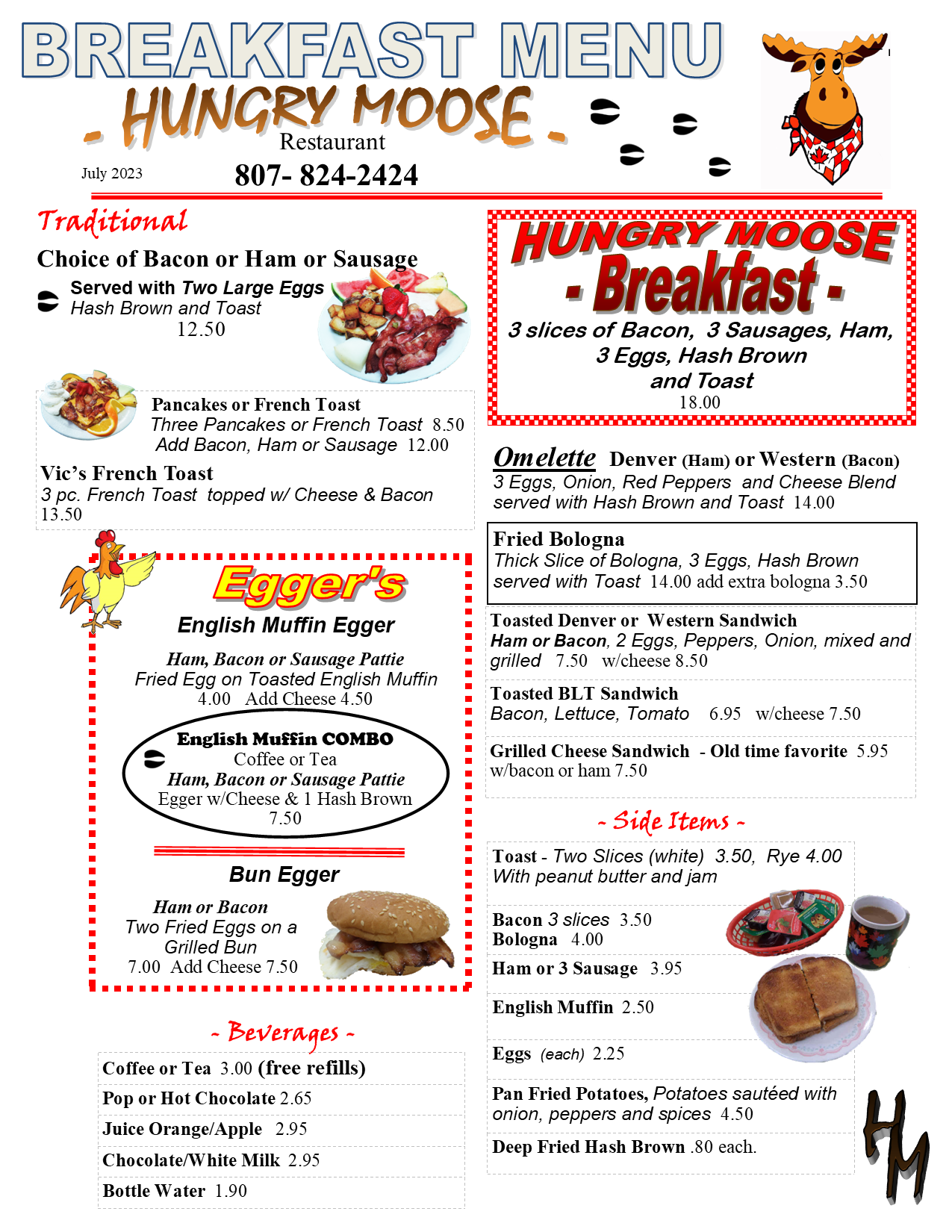 Hungry Moose Breakfast Menu